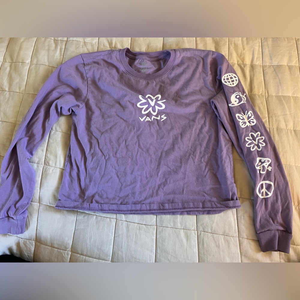 Vans purple cropped long sleeve tshirt size S